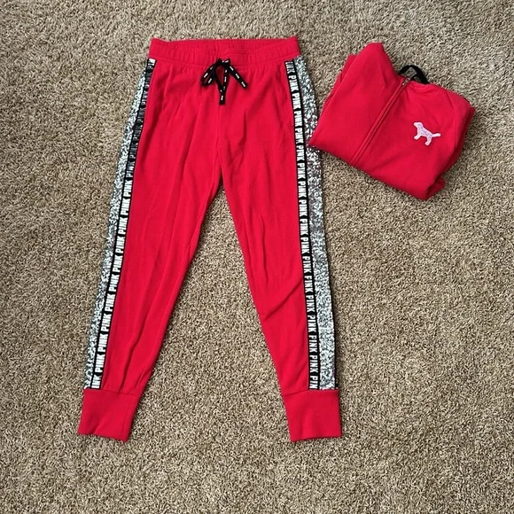 Red Blinged Victoria Secret Pink jumpsuit